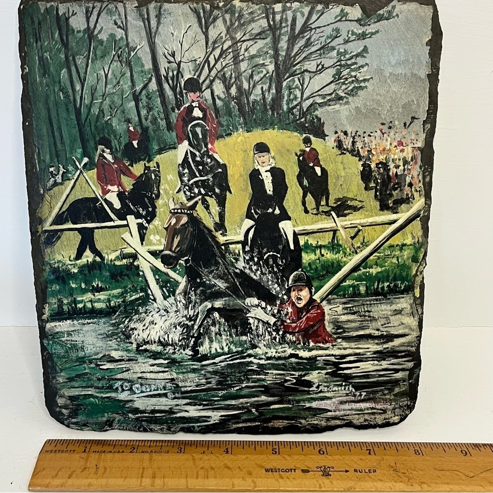 Original Equestrian Art Painted on Slate - Picture 11 of 12